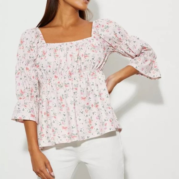 Dorothy Perkins Petite Square neck XSP Floral Blouse Top NWT - Picture 3 of 8